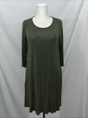 Agnes & Dora Olive Green Long Sleeve Scoop Neck Dress